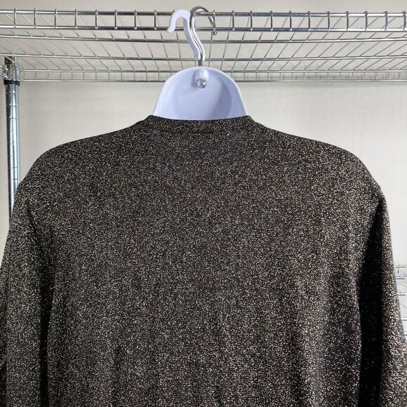 Carmen Marc Valvo Black Sparkly Button Up Knit Shirt‎ Size 1X Special Occasion - Picture 10 of 11